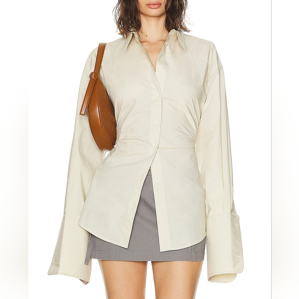 HELSA Poplin Lace Back Cotton Shirt